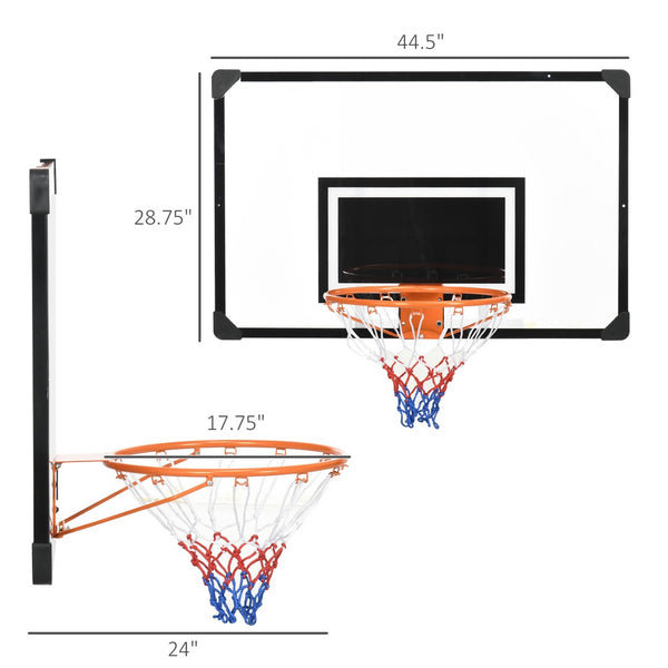 English Elm Soozier Wall Mount Basketball Hoop Shatterproof Backboard Steel Rim Outdoor Indoor W2225P200460