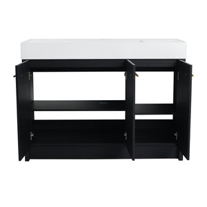 English Elm 48 Inch Freestanding Bathroom Vanity With Modern Resin Sink, Soft-Close Doors & Ample Storage Space W999S00180