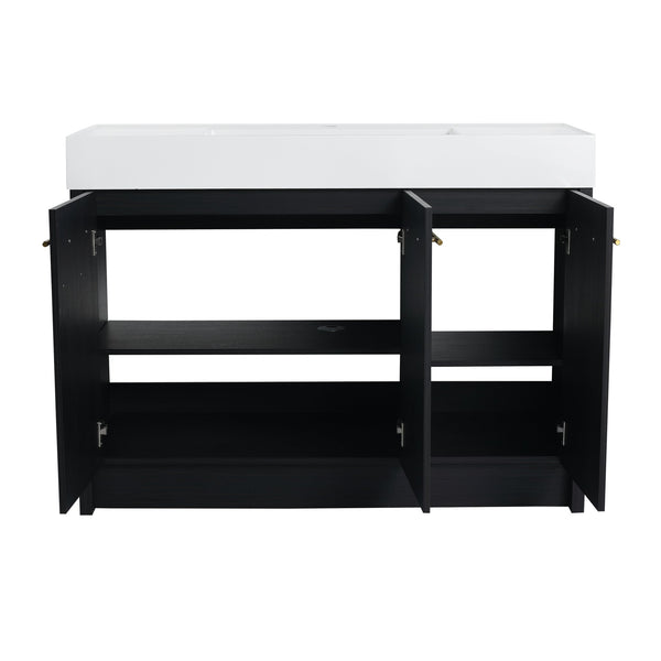 English Elm 48 Inch Freestanding Bathroom Vanity With Modern Resin Sink, Soft-Close Doors & Ample Storage Space W999S00180