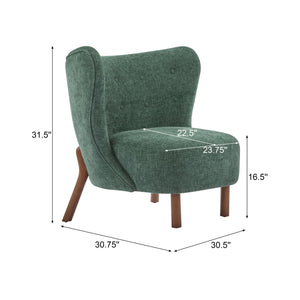 English Elm Christopher Knight Home® - Bella Plush Upholstered Armless Accent Chair with Curved Boucle Design, Birch Wood Legs, Cozy Support Green 31 L x 27 W x 19 H N776P246078G