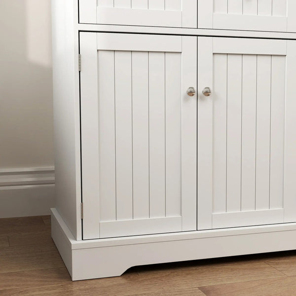 English Elm 39" White Mdf Cat Litter Box Enclosure Side Table with Storage Cabinet and Drawers T3971P404601