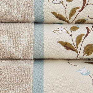 JLA Home Madison Park - Embroidered Madison Park Serene Cotton Jacquard 6-Pc Towel Set — Soft, Absorbent, OEKO-TEX Certified Luxury MP73-6090