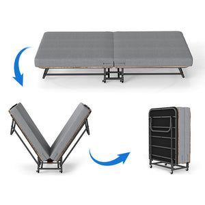 English Elm Portable Folding Guest Bed with Memory Foam and Reinforced Steel Frame on Locking Wheels T3963P447221