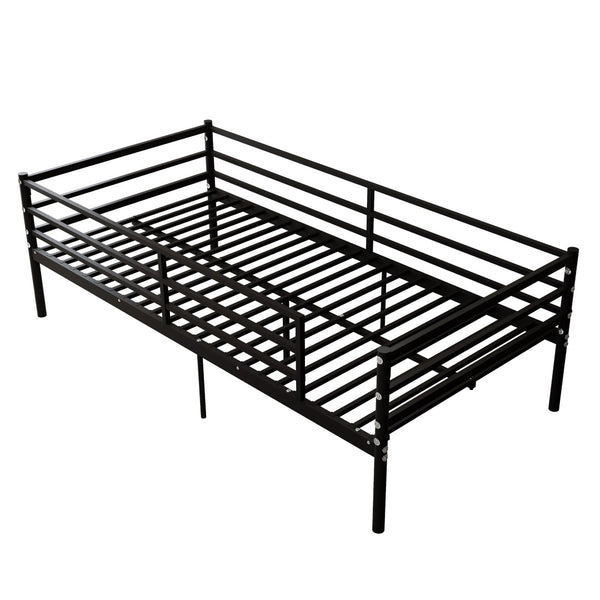 English Elm Bunk Bed Twin Over Heavy Duty Iron Frame with Guardrail for Teens and Adults W3752P464507