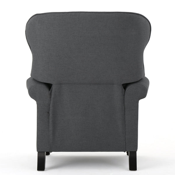 English Elm Christopher Knight Home® - Accented Push Back Recliner Chair with Rolled Arms and Copper Accents, Plush Cocooning Support, Sturdy Design Charcoal 57337.00F