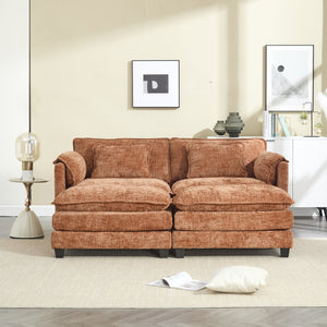English Elm United Cozy Two-Seat Chenille Sofa With Detachable Armrests, Footstools, And Side Pockets For Comfort P1 W1568S00141-GIGA