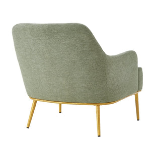 English Elm Modern Chenille Armchair with Curved Back Gold Legs Plush Accent Seat for Any Room Green N763P360684F