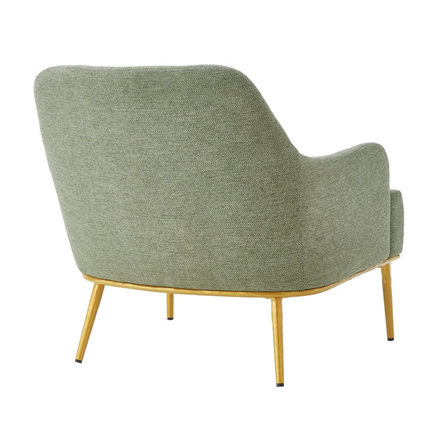 English Elm Modern Chenille Armchair with Curved Back Gold Legs Plush Accent Seat for Any Room Green N763P360684F