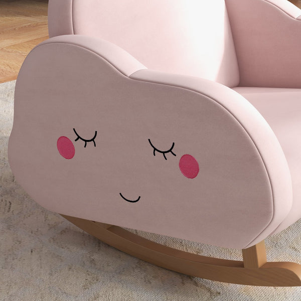 English Elm Qaba Cloud-Shaped Rocking Chair For Kids - Plush Velvet Armchair With Safety Features For Ages 1.5-5 W2225P229397-GIGA