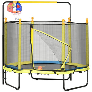 English Elm Qaba Indoor Kids Trampoline Springfree Bungee Safety Net Basketball Hoop Play W2225P200503