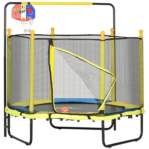 English Elm Qaba Indoor Kids Trampoline Springfree Bungee Safety Net Basketball Hoop Play W2225P200503