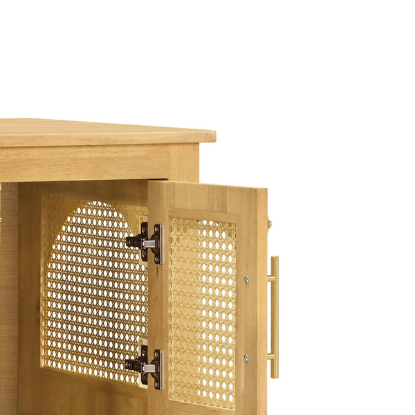 English Elm Lars Rubberwood Rattan Dog Crate Cabinet Stylish Pet Kennel for Living Room Natural N775P397560N