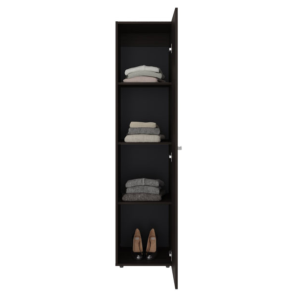 English Elm Home Freestanding Tall Mirrored Cabinet with Four Interior Shelves for Bedroom Bath Brown Oak B200P465728
