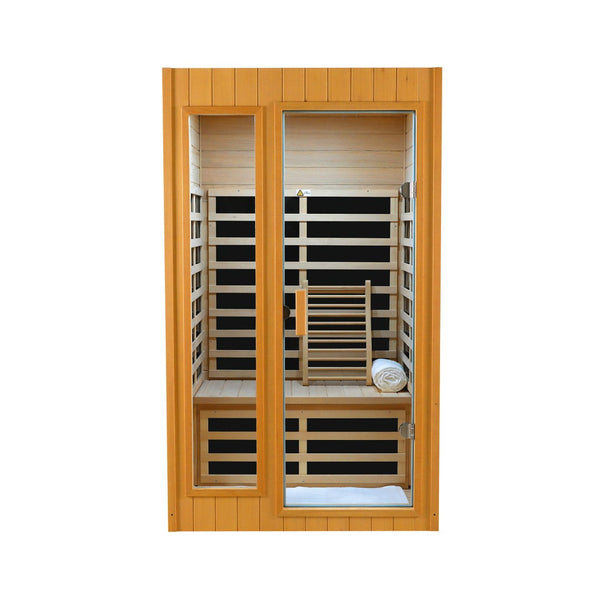 English Elm Hemlock Two Person Far Infrared Indoor Sauna with Bluetooth Audio and Led Lighting W2611P172614