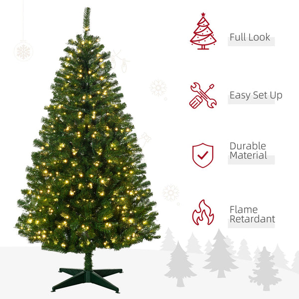 English Elm Homcom 6Ft Prelit Artificial Christmas Tree With 584 Branches & 212 Led Lights, Auto-Open Design W2225P249676