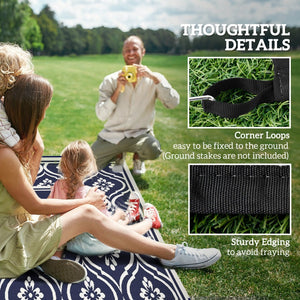 English Elm Patio Reversible Polypropylene Flatweave Rug Foldable Geometric Black White Outdoor Mat T3971P421332