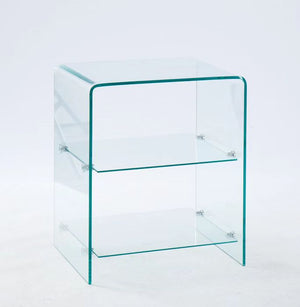 English Elm 2 Tempered Clear Bent Glass SideTable – Waterproof, Stackable Transparent End Table for Home, Office Events W1718P233037