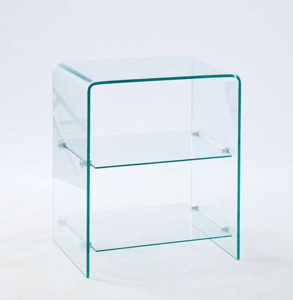 English Elm 2 Tempered Clear Bent Glass SideTable – Waterproof, Stackable Transparent End Table for Home, Office Events W1718P233037