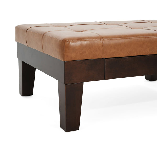 English Elm Christopher Knight Home® - CHATHAM Faux Leather Storage Ottoman with Hidden Drawer, Tapered Hardwood Legs, 41.5"x31.75" Stylish Seating N757P243511O