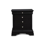 English Elm Doriea Black 4-Drawer Nightstand With Metal Pull Knob