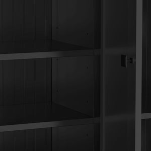 English Elm VIBE Hall Tree with Bench and Cabinets for Entryway — Adjustable Shelves, Drawers, Sturdy MDF Organizer Black SJ000139AAB