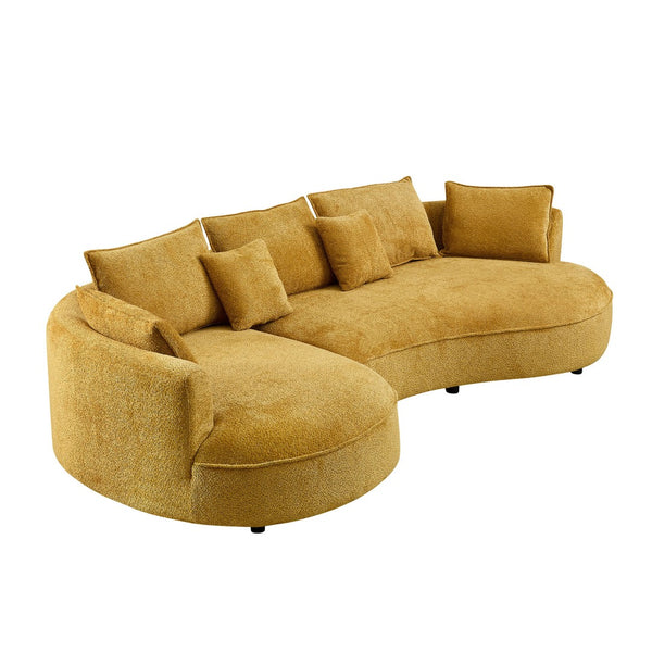 English Elm Oversized Boucle Curved Sectional Sofa with Left Chaise Modern Living Room Couch W876S00320