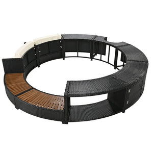 English Elm Spa Surround Spa Frame Patio Rattan Sofa Set with Storage, Mini Foam Cushions, Durable Steel Frame, Weather-Ready Comfort Beige SZ000060AAA