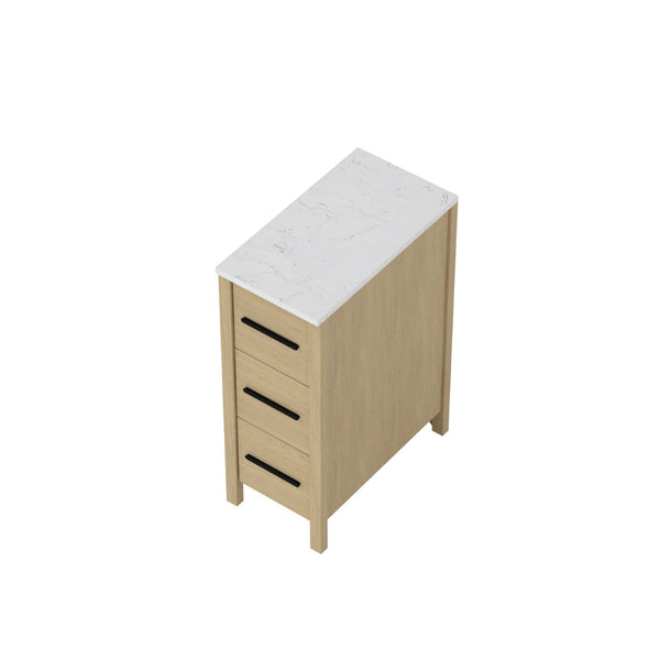 English Elm 12" Freestanding Bathroom Vanity with Countertop Soft Close Drawer and Tapered Legs T3785P442248