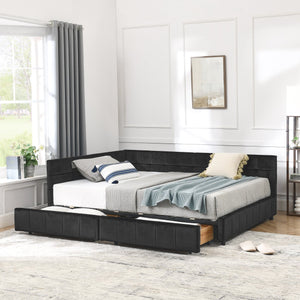English Elm Full Size Upholstered Tufted Bed Frame - Stylish Velvet Sofa Bed With Armrests & Backrest Comfort W487S00309
