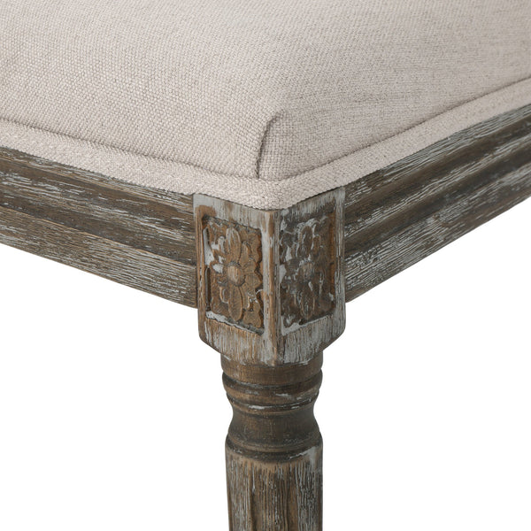 English Elm Christopher Knight Home® - DINNING CHAIR Wheat Fabric Upholstered Set of 2 — Weathered Rubberwood Legs, Classic Antique Look 61568.00WHT