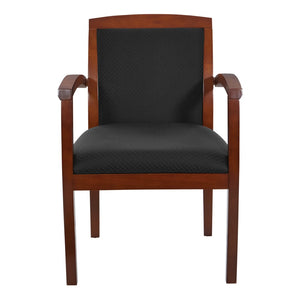 OSP Home Furnishings Upholstered Guest Chair Solid Hardwood Frame Cherry Finish Dining or Conference Seating KEN79LCH-3