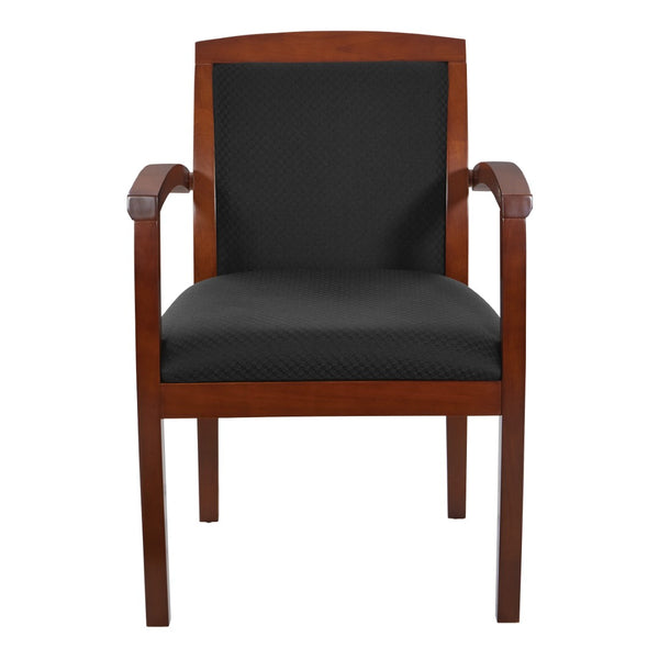 OSP Home Furnishings Upholstered Guest Chair Solid Hardwood Frame Cherry Finish Dining or Conference Seating KEN79LCH-3