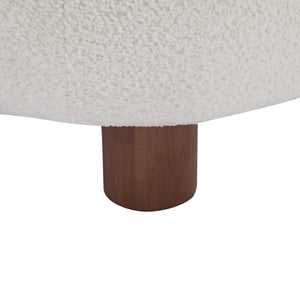 English Elm Christopher Knight Home® - Modern Boucle Accent Chair with Plush Rounded Silhouette, Solid Wood Frame, Cozy Reading Seat White+Walnut 29 L x 28.5 W x 21.85 H N776P278240W