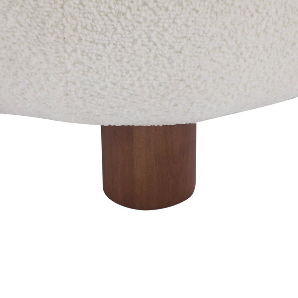 English Elm Christopher Knight Home® - Modern Boucle Accent Chair with Plush Rounded Silhouette, Solid Wood Frame, Cozy Reading Seat White+Walnut 29 L x 28.5 W x 21.85 H N776P278240W