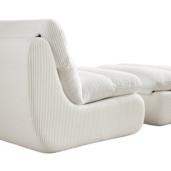 English Elm Modern Compressed Lounge Chair with Ottoman Corduroy Recliner Small Space Sofa High-Density Foam Comfort Beige W1036P251820