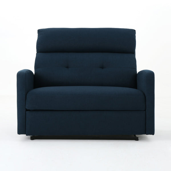 English Elm Christopher Knight Home® - Reclining Loveseat with Push-Back Recline, Plush Tufted Fabric Sofa, Compact Wall-Hugger Design Navy Blue 61372.00