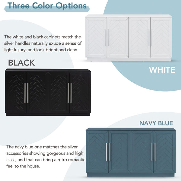 English Elm TREXM Elegant Sideboard Buffet Cabinet with Adjustable Shelves, Spacious Storage, Silver Handles, 60" Antique Blue N715P192557M