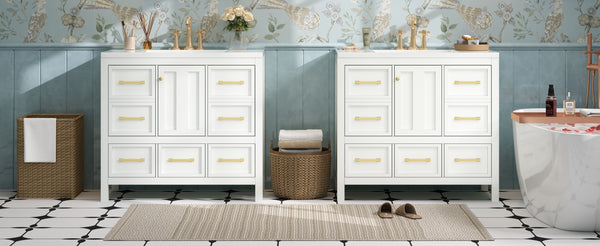 English Elm 72'' Elegant Freestanding Bathroom Vanity Set With Resin Sink, Soft-Closing Drawers & Ample Storage N710SS00012K