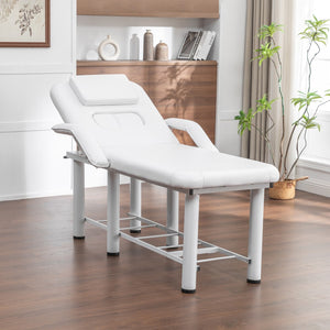 English Elm Professional Spa Treatment Bed with Pu Leather Cushion Steel Frame and Storage Shelf W1422P365690
