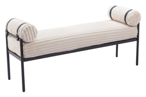 Zuo Modern Barrow Bench - Modern Cream Seating With Durable Steel Frame & Plush Fabric For Stylish Interiors White 100% Polyester,Plywood,Steel 110353-zuo-modern
