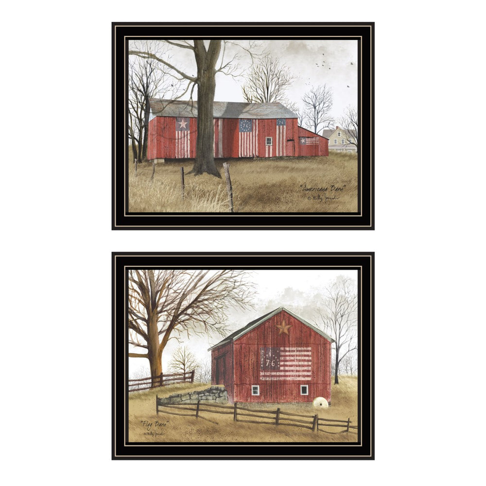 English Elm Trendy Decor 4u Billy Jacobs Barn Landscape Two Panel Framed Canvas Wall Art Set B067P254081