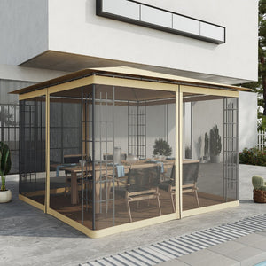 English Elm Outsunny 10' X 10' Durable Mesh Sidewall Replacement For Gazebo Canopy Tents - Easy Zipper Installation W2225P174204-GIGA