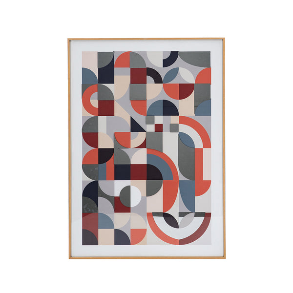 English Elm 23.8x33.6x1.6" Henderson Framed Mirror Art - Mid-Century Inspired Bold Colors & Geometric Design for Living Room W2078P313329