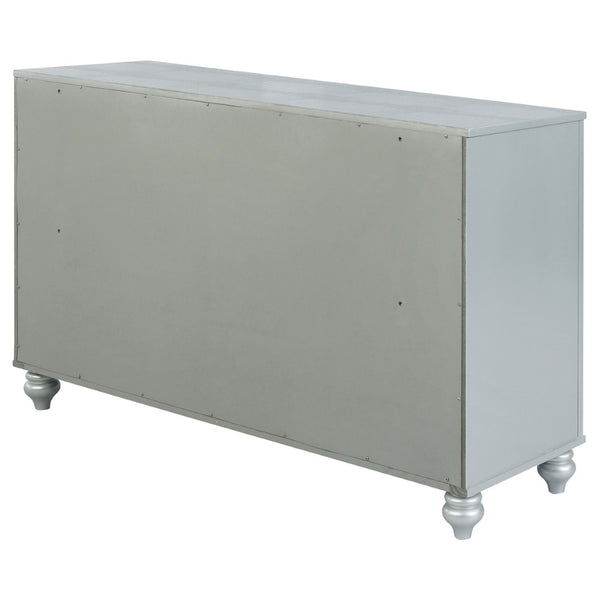 English Elm Arabesque Six Drawer Dresser with Crystal Pulls and Fretwork Art Deco Glam Finish B062P441419
