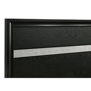 English Elm Urbana Black Twin Storage Panel Bed with Crystal Pulls & Glitter Trim, Slatted Platform, Drawers B062S00698