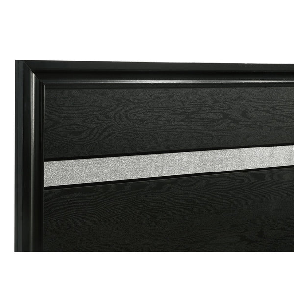 English Elm Urbana Black Twin Storage Panel Bed with Crystal Pulls & Glitter Trim, Slatted Platform, Drawers B062S00698