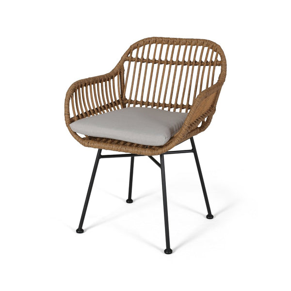 English Elm Rodney Polyethylene Rattan Accent Chair Set Woven Over Steel Frame for Modern Living 65036.00LBRN