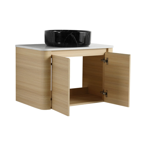 English Elm 30'' Wall-Mounted Bathroom Vanity With Soft-Close Doors, Ceramic Sink & Plywood Frame For Modern Spaces W999S00466