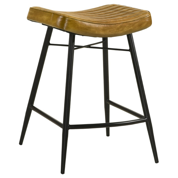 English Elm Ridgeway Channel Tufted Leather Backless Counter Stools Set of 2 for Kitchen Island Camel B062P440314