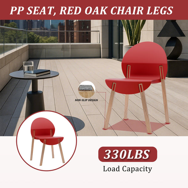 English Elm 4-Pack Crimson Chairs with Solid Red Oak Legs, Ergonomic PP Seats, 330lb Strength, Scratchproof Finish W3450P322873